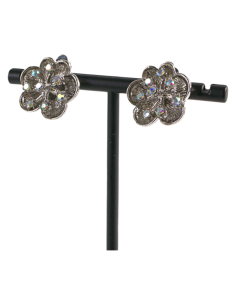 Klipsy do Uszu  SREBRNE KWIATY  VINTAGE Z CYRKONIAMI... 2