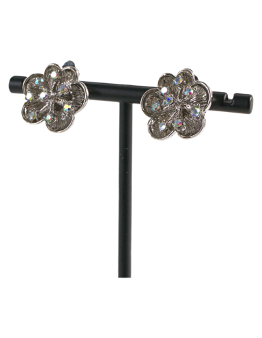 Klipsy do Uszu  SREBRNE KWIATY  VINTAGE Z...