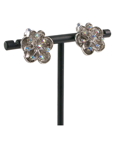 Klipsy do Uszu  SREBRNE KWIATY  VINTAGE Z...