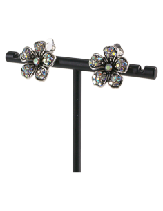 Klipsy do Uszu  SREBRNE KWIATY  VINTAGE Z CYRKONIAMI... 2