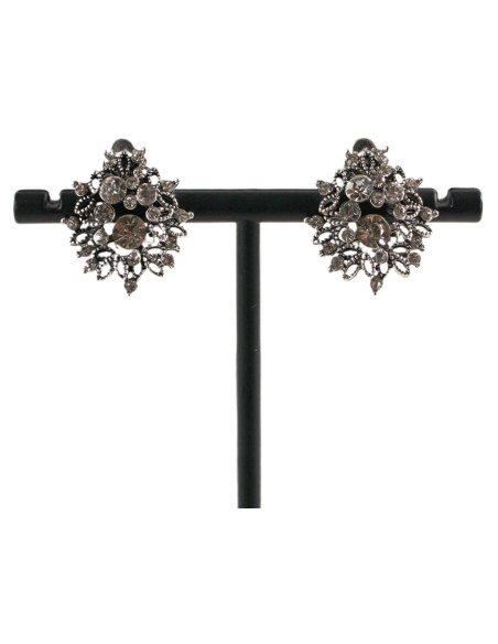 Klipsy do Uszu  AŻUROWE KWIATY Z CYRKONIĄ Lolita Akcesoria