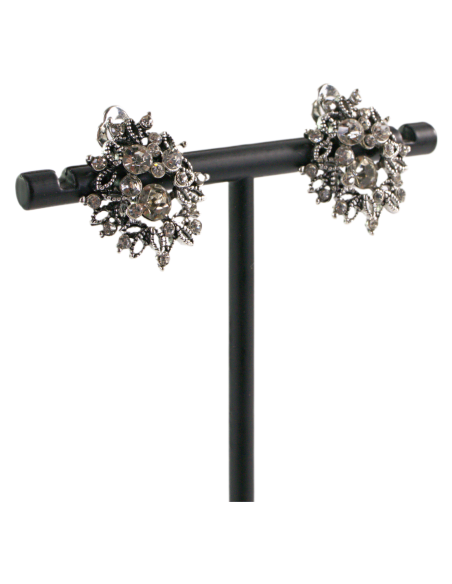 Klipsy do Uszu  AŻUROWE KWIATY Z CYRKONIĄ Lolita Akcesoria