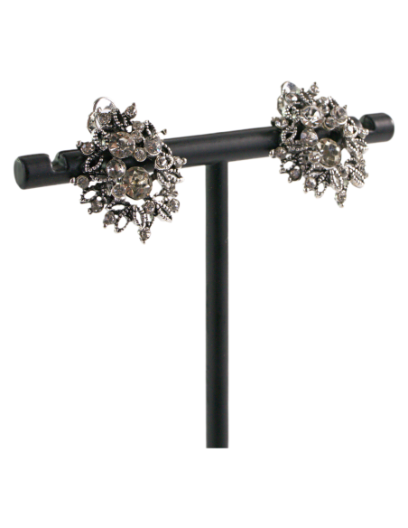 Klipsy do Uszu  AŻUROWE KWIATY Z CYRKONIĄ Lolita Akcesoria