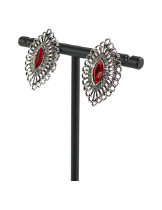 Klipsy do Uszu  AŻUROWE ROMBY CZERWONY Lolita Akcesoria 2