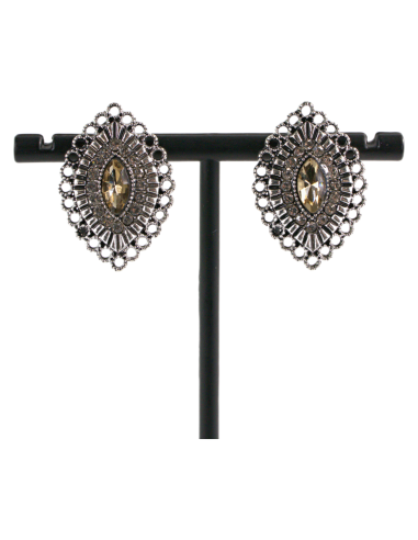 Klipsy do Uszu  AŻUROWE ROMBY BEŻOWY Lolita...