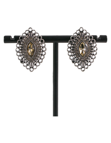 Klipsy do Uszu  AŻUROWE ROMBY BEŻOWY Lolita Akcesoria