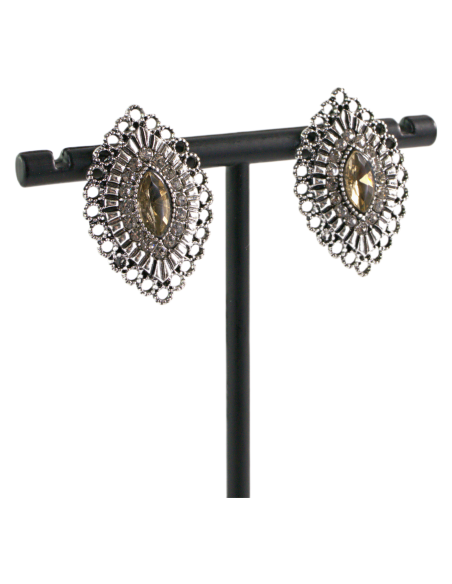 Klipsy do Uszu  AŻUROWE ROMBY BEŻOWY Lolita Akcesoria