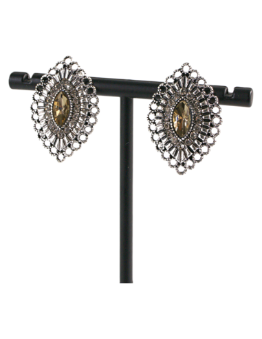 Klipsy do Uszu  AŻUROWE ROMBY BEŻOWY Lolita...