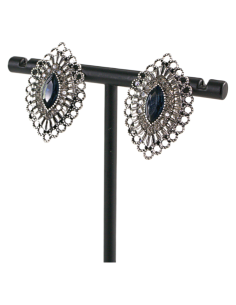 Klipsy do Uszu  AŻUROWE ROMBY NIEBIESKI Lolita Akcesoria 2