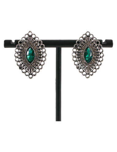 Klipsy do Uszu  AŻUROWE ROMBY ZIELONY Lolita...