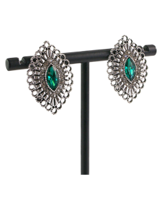 Klipsy do Uszu  AŻUROWE ROMBY ZIELONY Lolita Akcesoria 2