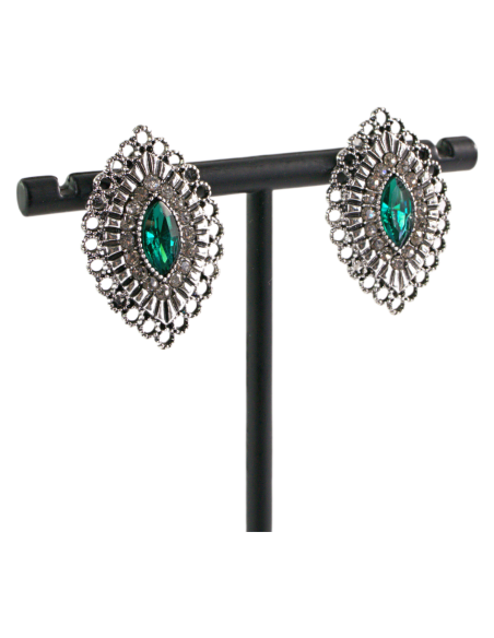 Klipsy do Uszu  AŻUROWE ROMBY ZIELONY Lolita Akcesoria