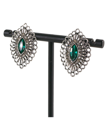 Klipsy do Uszu  AŻUROWE ROMBY ZIELONY Lolita...