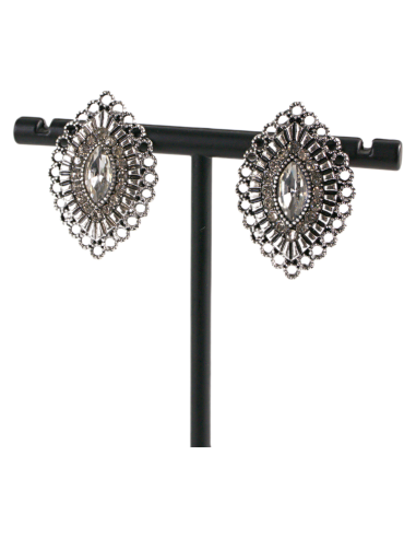 Klipsy do Uszu  AŻUROWE ROMBY CRYSTAL Lolita...