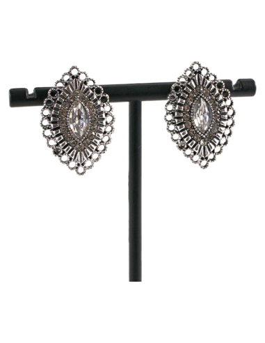 Klipsy do Uszu  AŻUROWE ROMBY CRYSTAL Lolita...