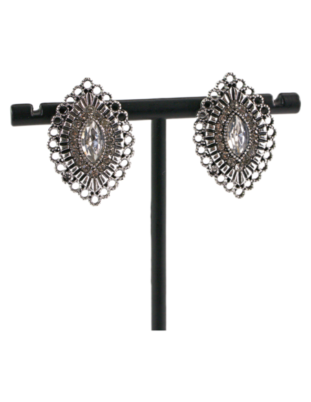 Klipsy do Uszu  AŻUROWE ROMBY CRYSTAL Lolita Akcesoria