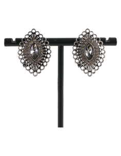 Klipsy do Uszu  AŻUROWE ROMBY GRAFITOWY Lolita Akcesoria