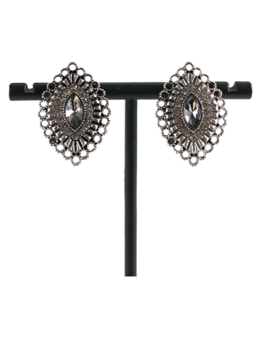 Klipsy do Uszu  AŻUROWE ROMBY GRAFITOWY Lolita...