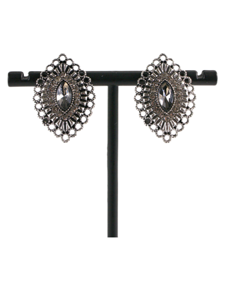 Klipsy do Uszu  AŻUROWE ROMBY GRAFITOWY Lolita Akcesoria