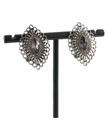 Klipsy do Uszu  AŻUROWE ROMBY GRAFITOWY Lolita...