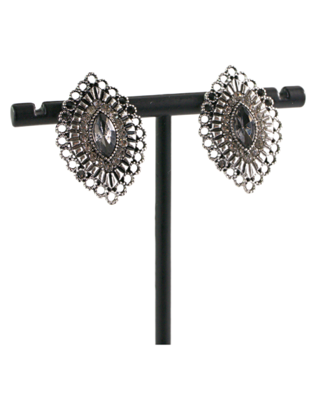 Klipsy do Uszu  AŻUROWE ROMBY GRAFITOWY Lolita Akcesoria