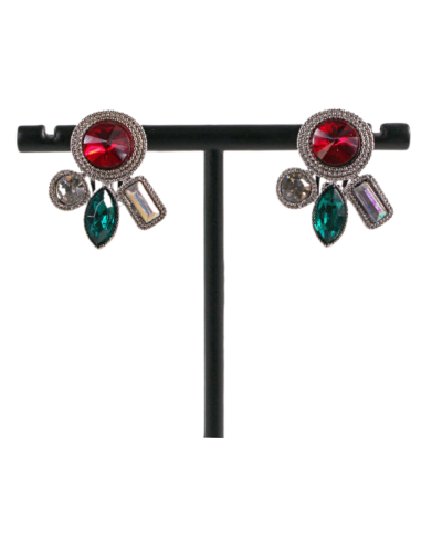 Klipsy do Uszu ASYMETRYCZNE CZERWONO - ZIELONE...