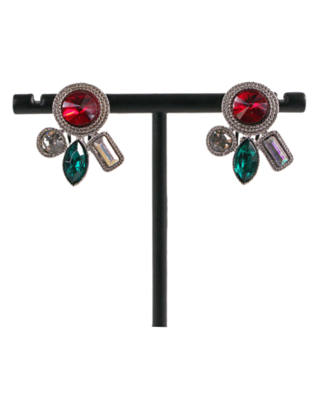 Klipsy do Uszu ASYMETRYCZNE CZERWONO - ZIELONE Lolita Akcesoria