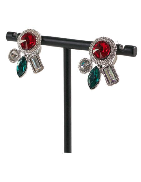 Klipsy do Uszu ASYMETRYCZNE CZERWONO - ZIELONE Lolita Akcesoria