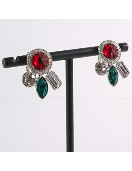 Klipsy do Uszu ASYMETRYCZNE CZERWONO - ZIELONE Lolita Akcesoria