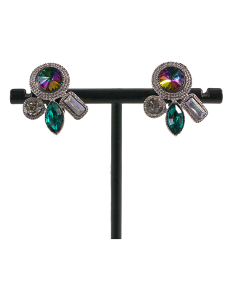 Klipsy do Uszu ASYMETRYCZNE ZIELONY VITRAIL  Lolita Akcesoria