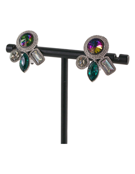 Klipsy do Uszu ASYMETRYCZNE ZIELONY VITRAIL  Lolita Akcesoria