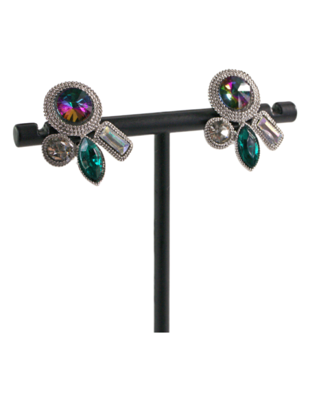 Klipsy do Uszu ASYMETRYCZNE ZIELONY VITRAIL  Lolita Akcesoria