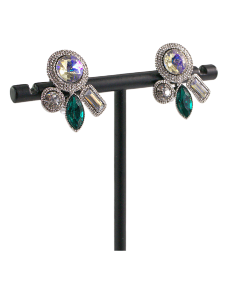 Klipsy do Uszu ASYMETRYCZNE ZIELONY CRYSTAL AB Lolita Akcesoria