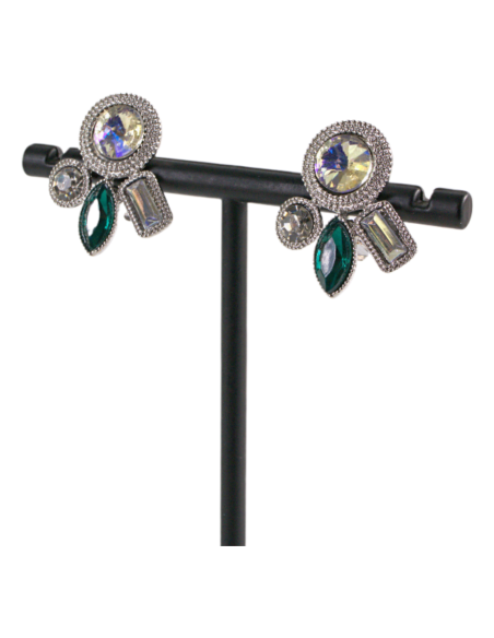 Klipsy do Uszu ASYMETRYCZNE ZIELONY CRYSTAL AB Lolita Akcesoria