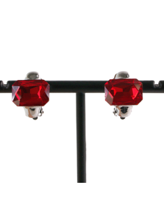 Klipsy do Uszu MINIMALISTYCZNE "BRYLANTY" CZERWONE Lolita...