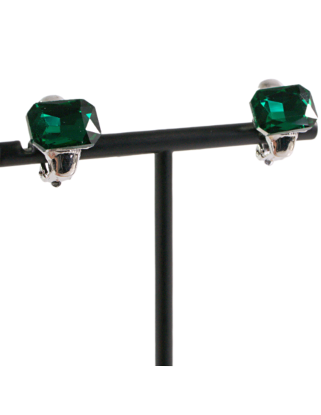 Klipsy do Uszu MINIMALISTYCZNE "BRYLANTY" ZIELONE Lolita Akcesoria