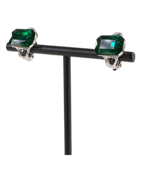 Klipsy do Uszu MINIMALISTYCZNE "BRYLANTY" ZIELONE Lolita Akcesoria