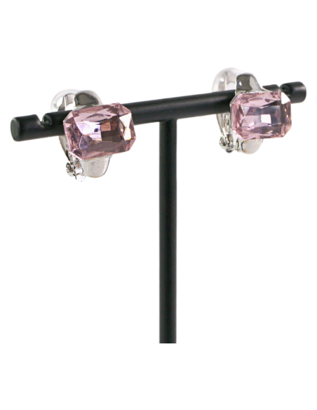 Klipsy do Uszu MINIMALISTYCZNE "BRYLANTY" RÓŻOWE Lolita Akcesoria