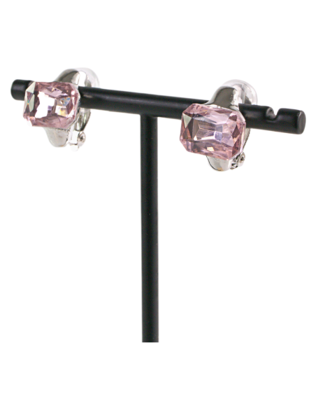 Klipsy do Uszu MINIMALISTYCZNE "BRYLANTY" RÓŻOWE Lolita Akcesoria