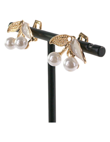 Klipsy do Uszu PERŁOWE WISIENKI WIŚNIE Lolita...