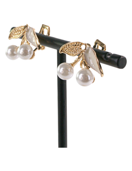 Klipsy do Uszu PERŁOWE WISIENKI WIŚNIE Lolita Akcesoria