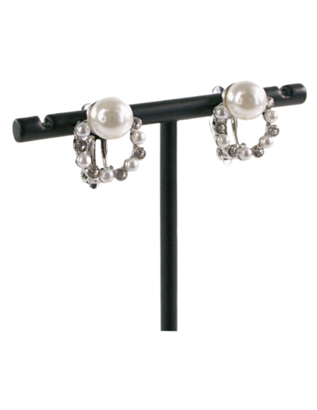 Klipsy do Uszu SREBRNE WIANKI Z PERŁĄ Lolita Akcesoria