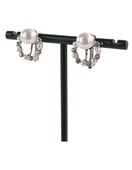 Klipsy do Uszu SREBRNE WIANKI Z PERŁĄ Lolita Akcesoria