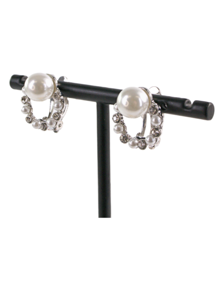 Klipsy do Uszu SREBRNE WIANKI Z PERŁĄ Lolita Akcesoria