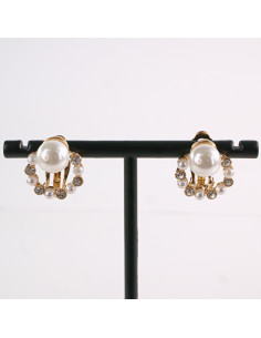 Klipsy do Uszu ZŁOTE  WIANKI Z PERŁĄ Lolita Akcesoria