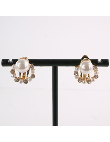 Klipsy do Uszu ZŁOTE  WIANKI Z PERŁĄ Lolita...