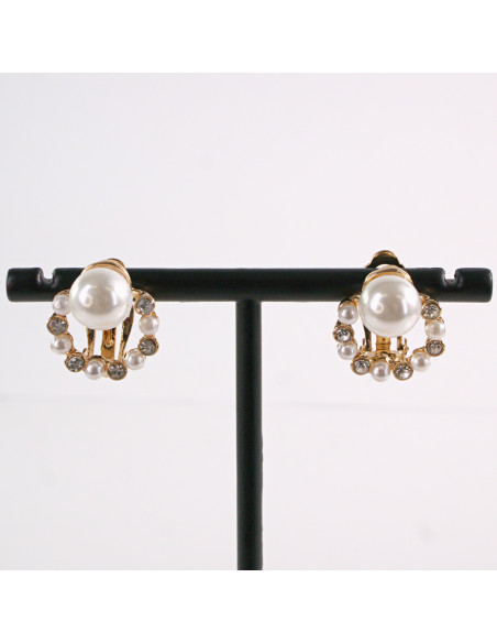 Klipsy do Uszu ZŁOTE  WIANKI Z PERŁĄ Lolita Akcesoria