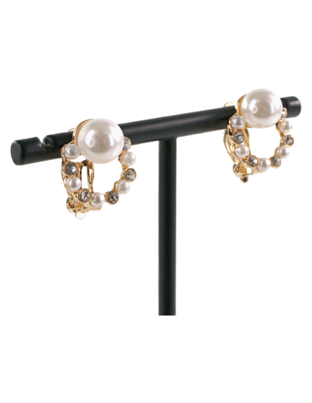 Klipsy do Uszu ZŁOTE  WIANKI Z PERŁĄ Lolita Akcesoria