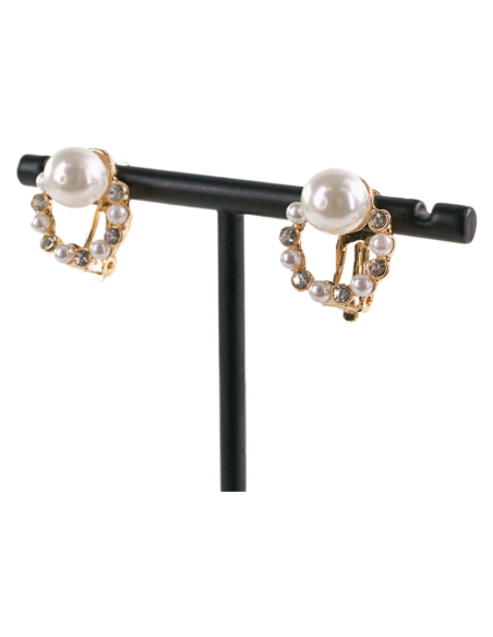 Klipsy do Uszu ZŁOTE  WIANKI Z PERŁĄ Lolita Akcesoria