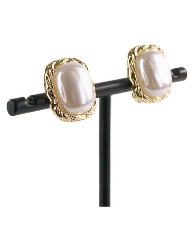 Klipsy do Uszu PERŁOWE PROSTOKĄTY W ZŁOTEJ...